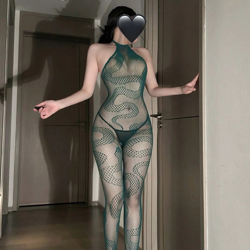 CATSUIT DE MALLA CON SERPIENTES ESMERALDA
