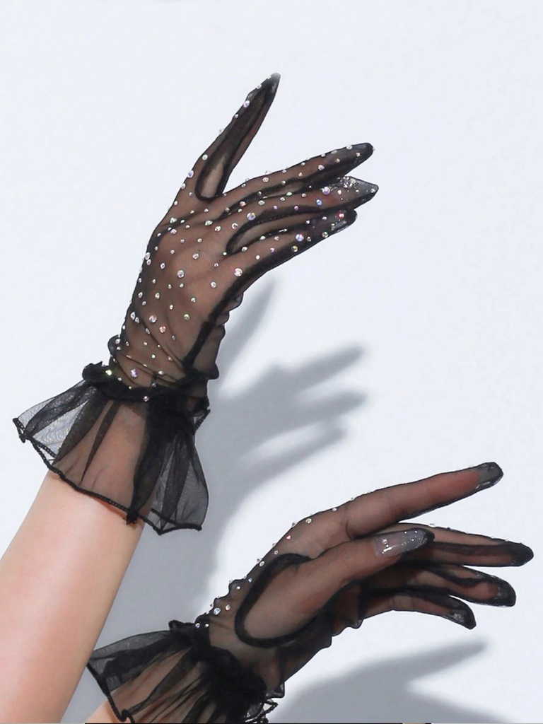 GUANTES CORTOS SPARKLE NEGROS