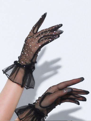 GUANTES CORTOS SPARKLE NEGROS