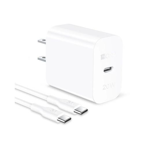 CARGADOR RÁPIDO + CABLE 1HORA 20W USB-C