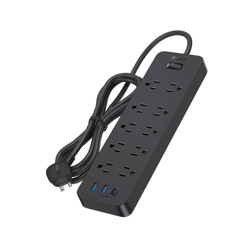 REGLETA MULTICONTACTO USB 1HORA 13 TOMA NEGRO 1.5M